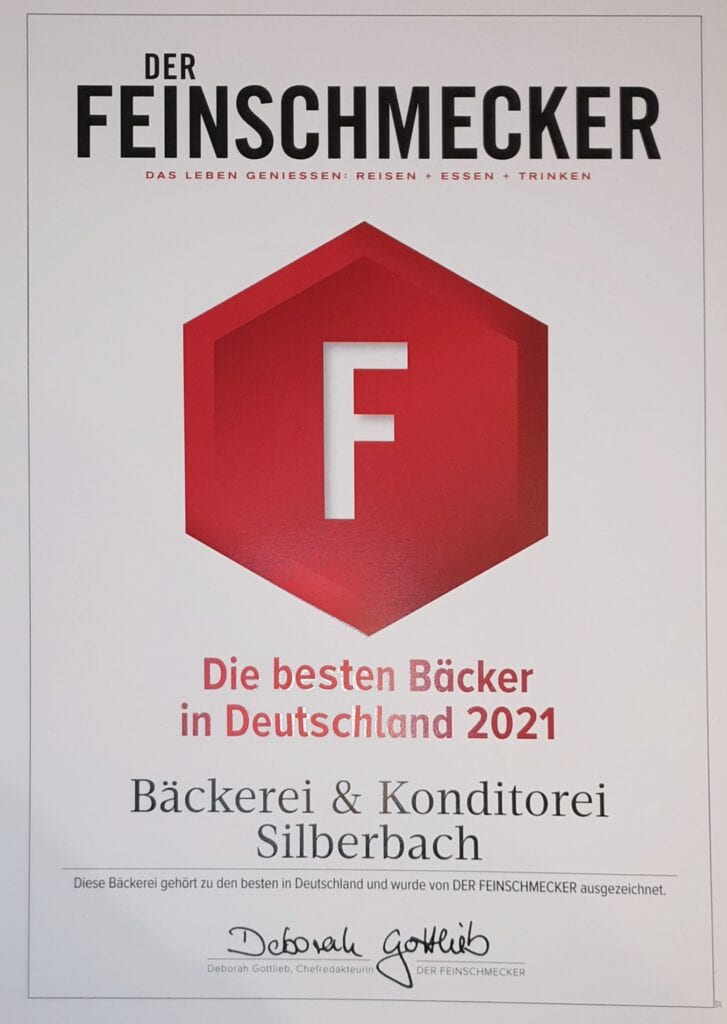 Urkunde: Der Feinschmecker 2021 – Die besten Bäcker in Deutschland