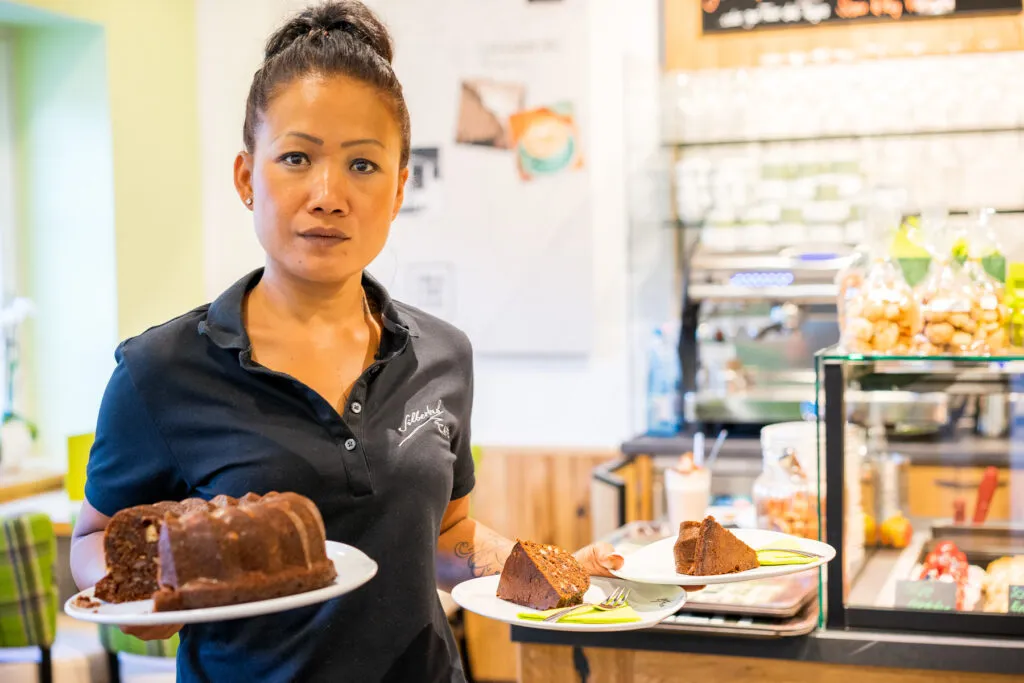 Cafe Silberbach in Wernigerode, mit leckerem Schokoladenkuchen
