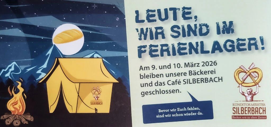 Bitte beachten – wir sind am 9. und 10. März 2026 nicht da.